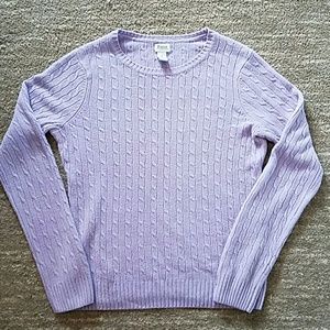 BASS Purple Lilac Cable Knit Crew Neck Sweater S